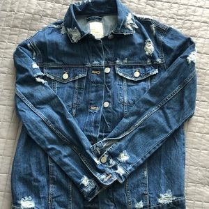 Zara Distressed TRF Trafaluc Denim Makers Jacket